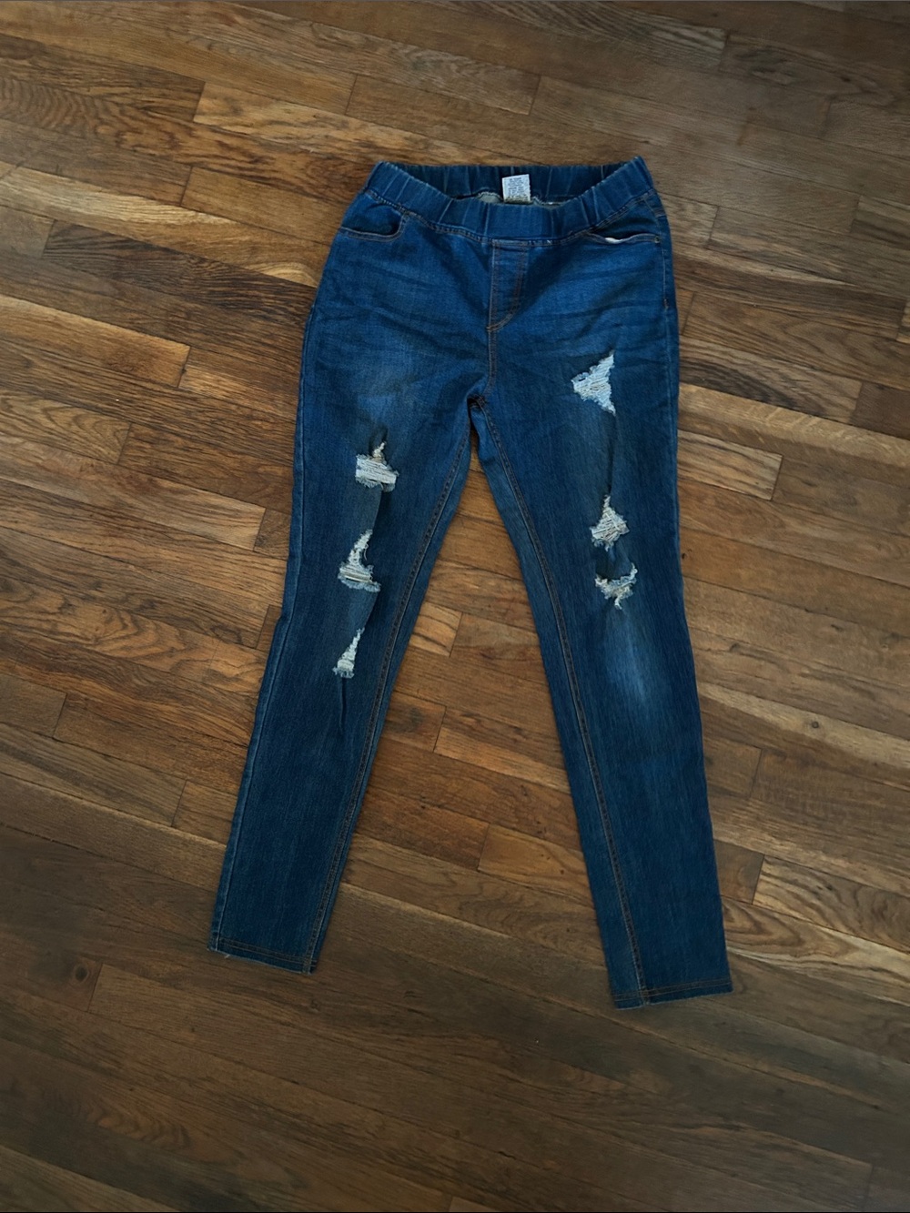 JVINI Dark Blue Distressed Skinny Jeans